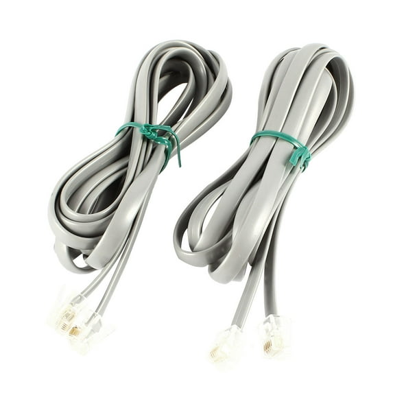 Unique Bargains Home Office Telephone RJ12 6P6C Gold Plated Connector Straight Cord 2M 6ft 2 Pcs