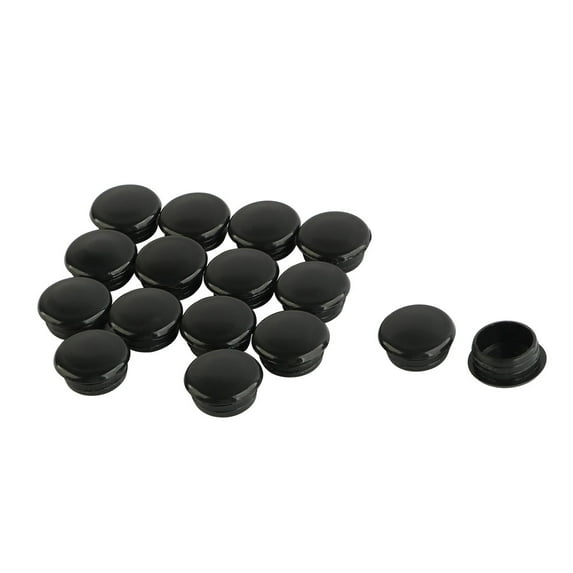 Unique Bargains Home Plastic Round Flush Mount Cable Connector Hole Cover Plugs Black 15mm 16pcs