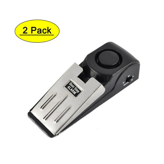 Unique Bargains Home Security Wedge Door Stop Alarm System Device Intruder Alert 2pcs