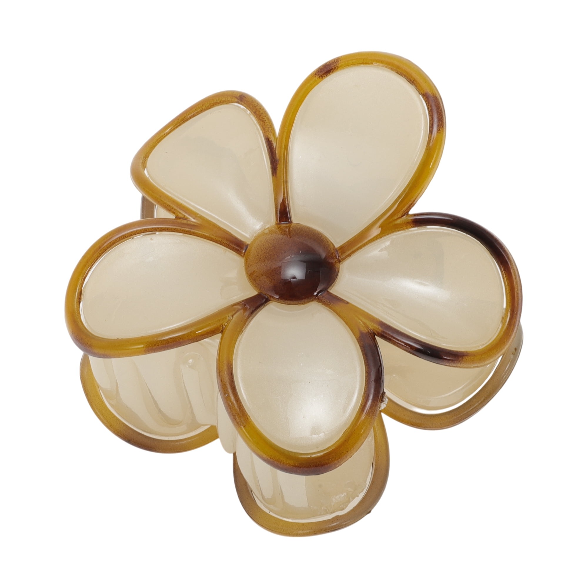 Unique Bargains Home Use Hair Accessory Five-petal Flower Hair Clips Beige