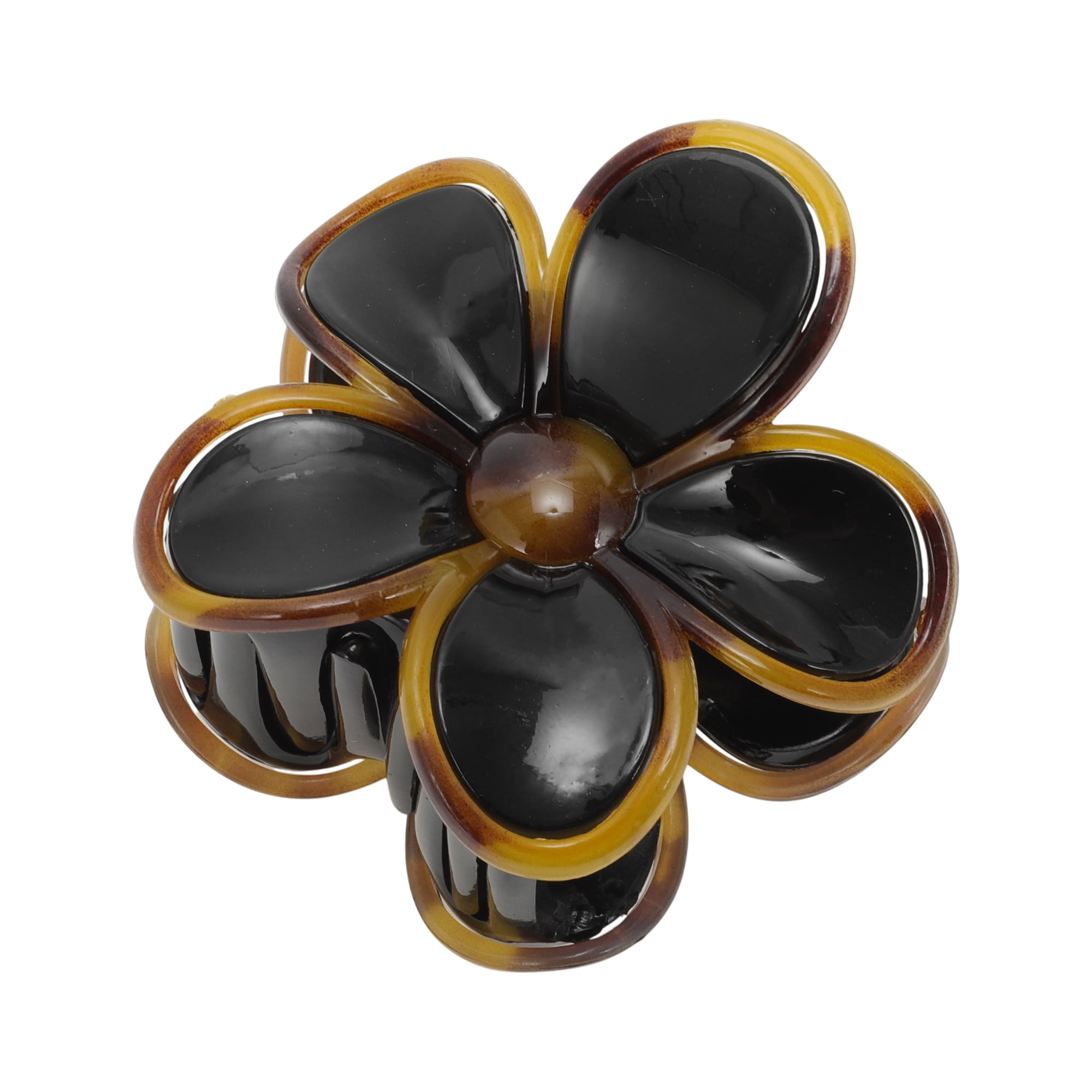 Unique Bargains Home Use Hair Accessory Five-petal Flower Hair Clips Black