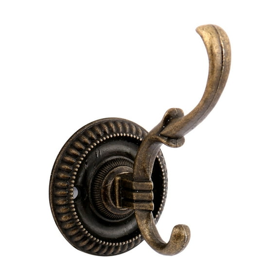 Unique Bargains Home Use Round Base Double Hook Vintage Style Clothes Towel Hooks Display Hanger