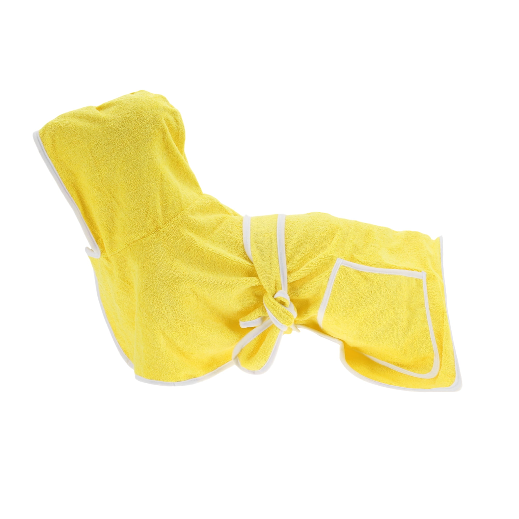 Unique Bargains Hooded Dog Bathrobe Soft Pet Towel Dog Towel Absorbent Coat XL Yellow