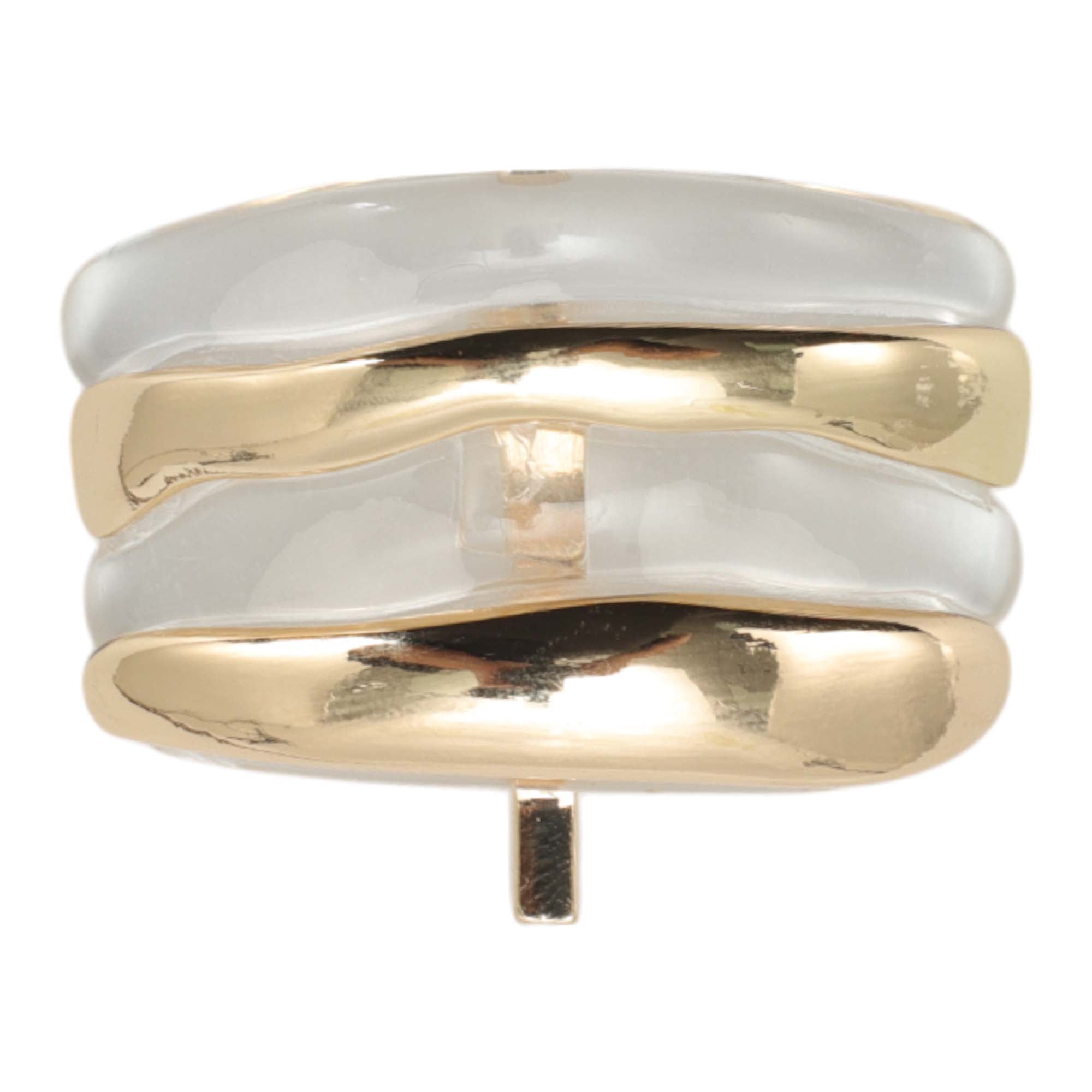 Unique Bargains Horizontal Stripes Ponytail Buckle Hair Clip for Women Gold Tone, Clear