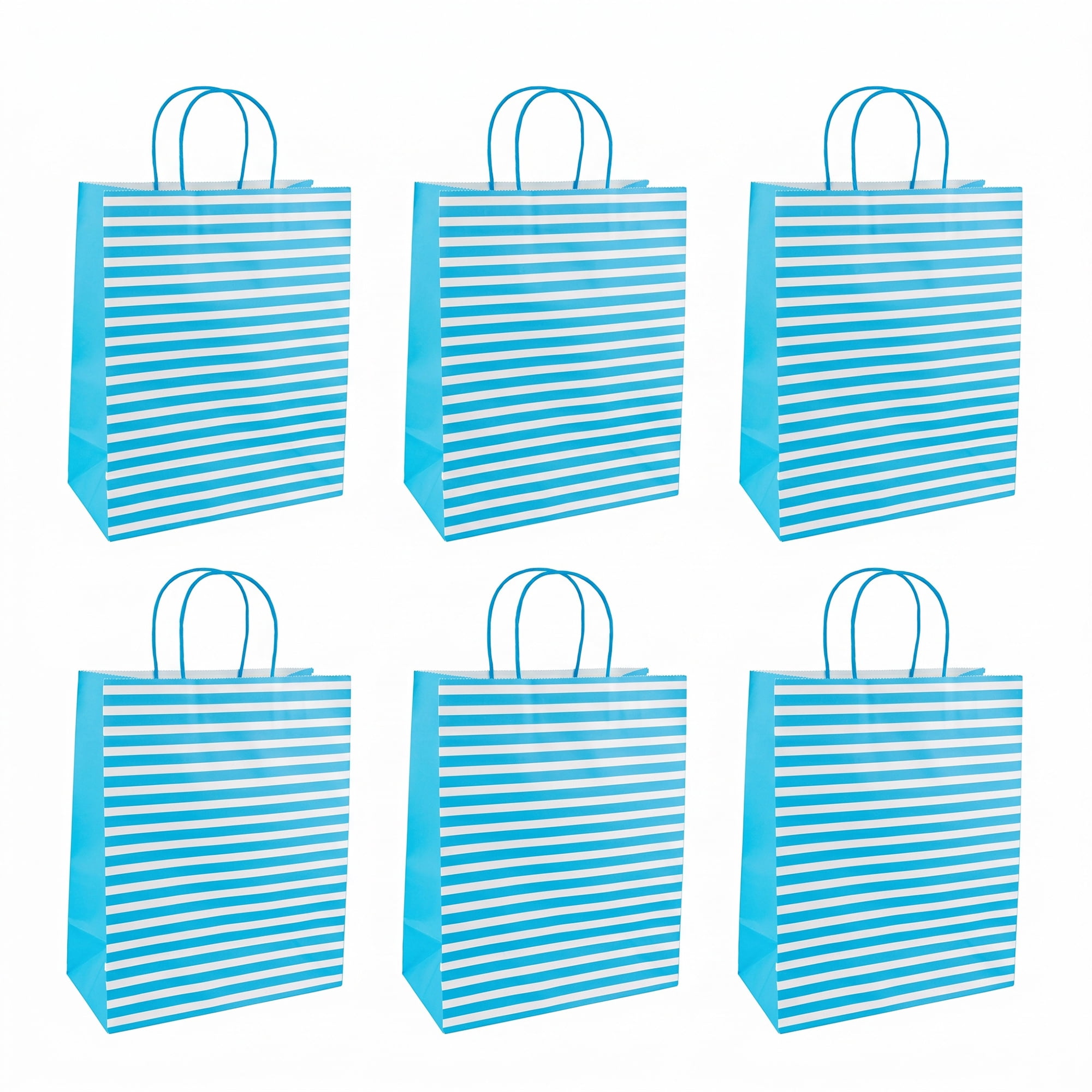 Unique Bargains Horizontal-stripe Gift Bag for All Occasions and Celebrations Blue 5.2" x 3.2" x 8.4"