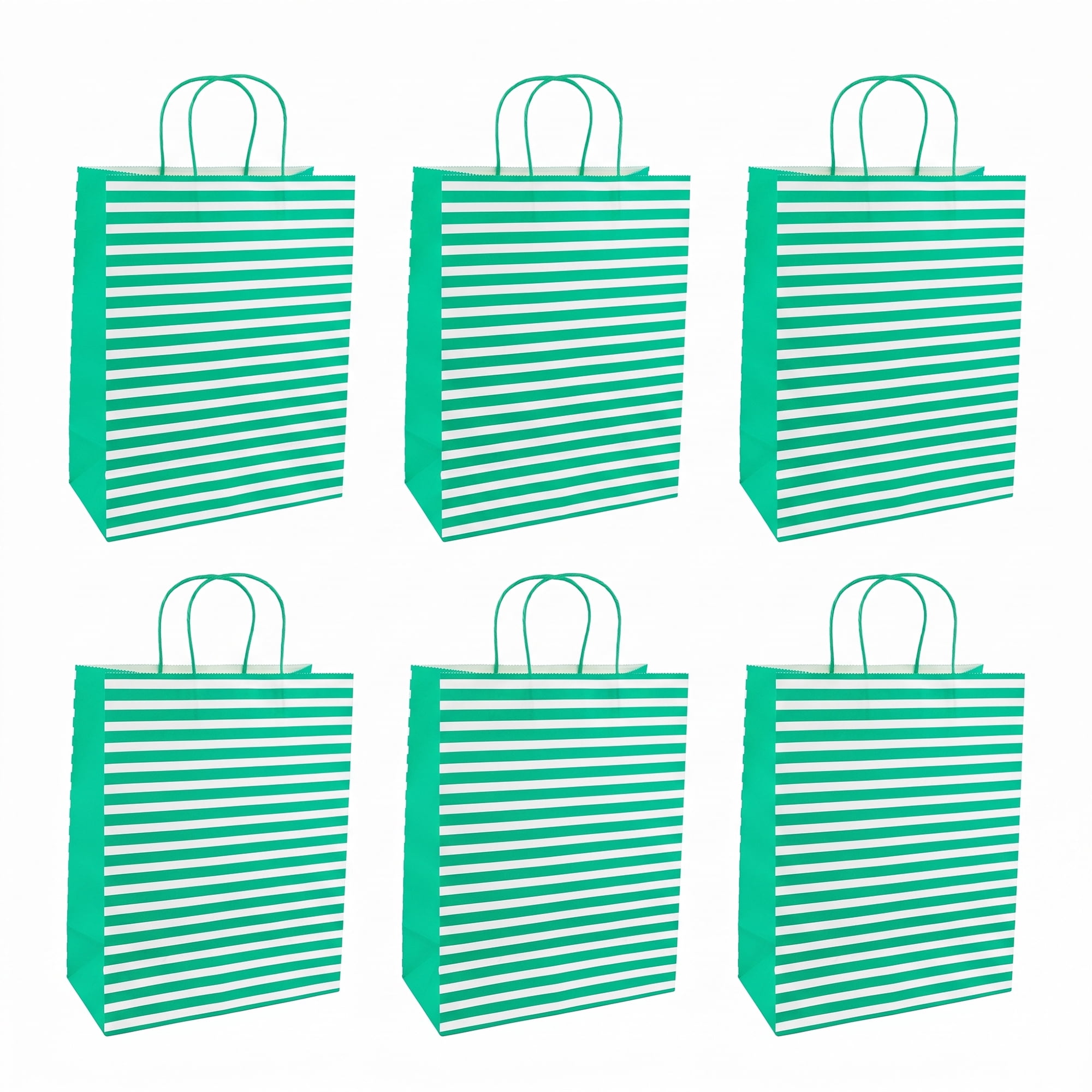 Unique Bargains Horizontal-stripe Gift Bag for Celebrations Green 5.2" x 3.2" x 8.4"