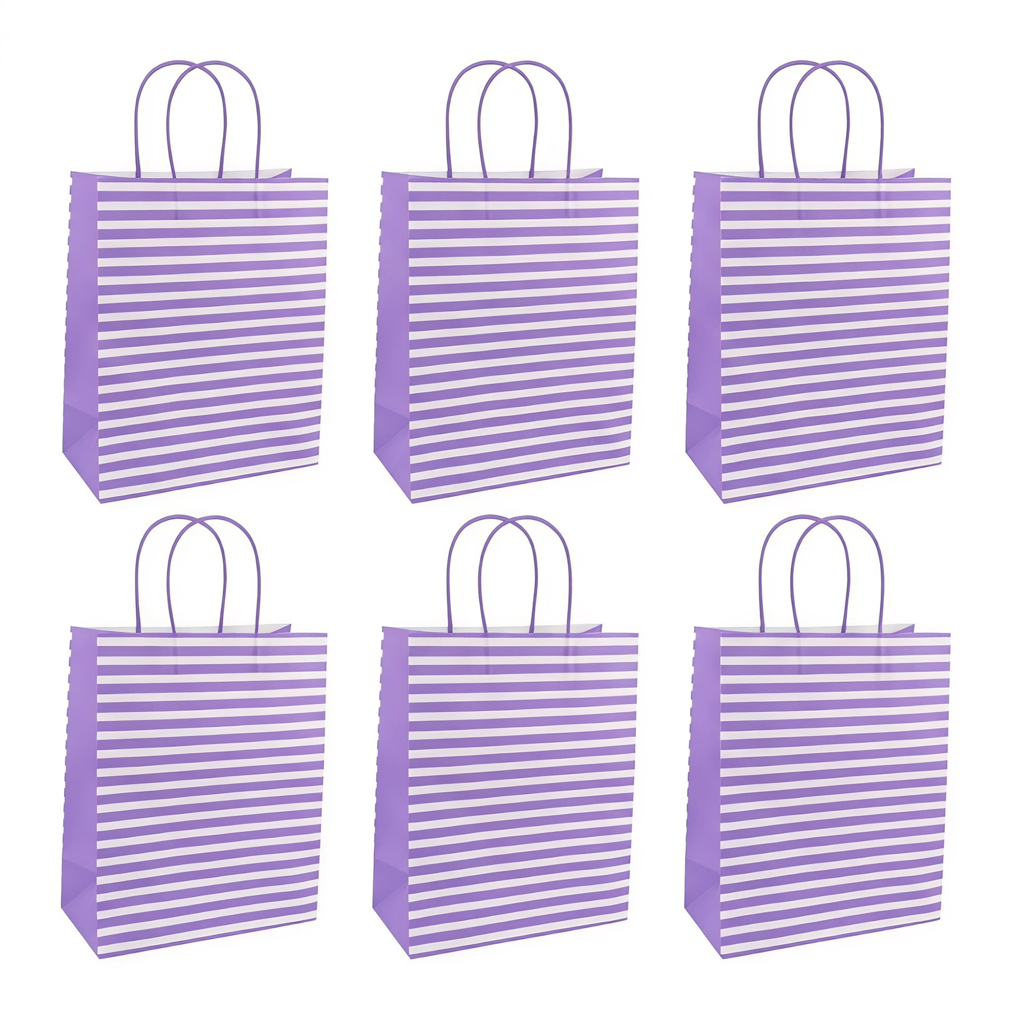 Unique Bargains Horizontal-stripe Gift Bag for All Occasions and Celebrations Purple 5.2" x 3.2" x 8.4"
