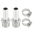 thumbnail image 1 of Unique Bargains Hose Barb Fittings with 2 Clamps Male Thread Compression Fitting for Air Water Oil Gas Fuel Stainless Steel 35/64" OD 1/2" BSPT 1 Set Silver Tone, 1 of 6