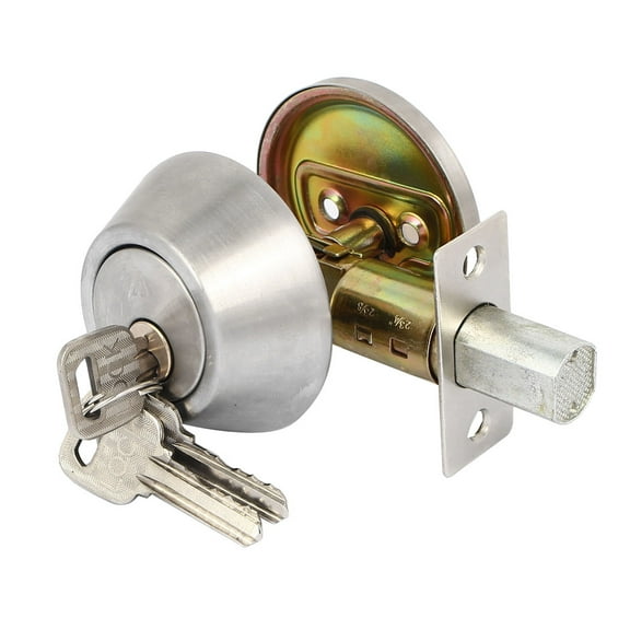Unique Bargains House Bedroom Door Metal Security Deadbolt Door Locks with keys Sliver Tone w Keys