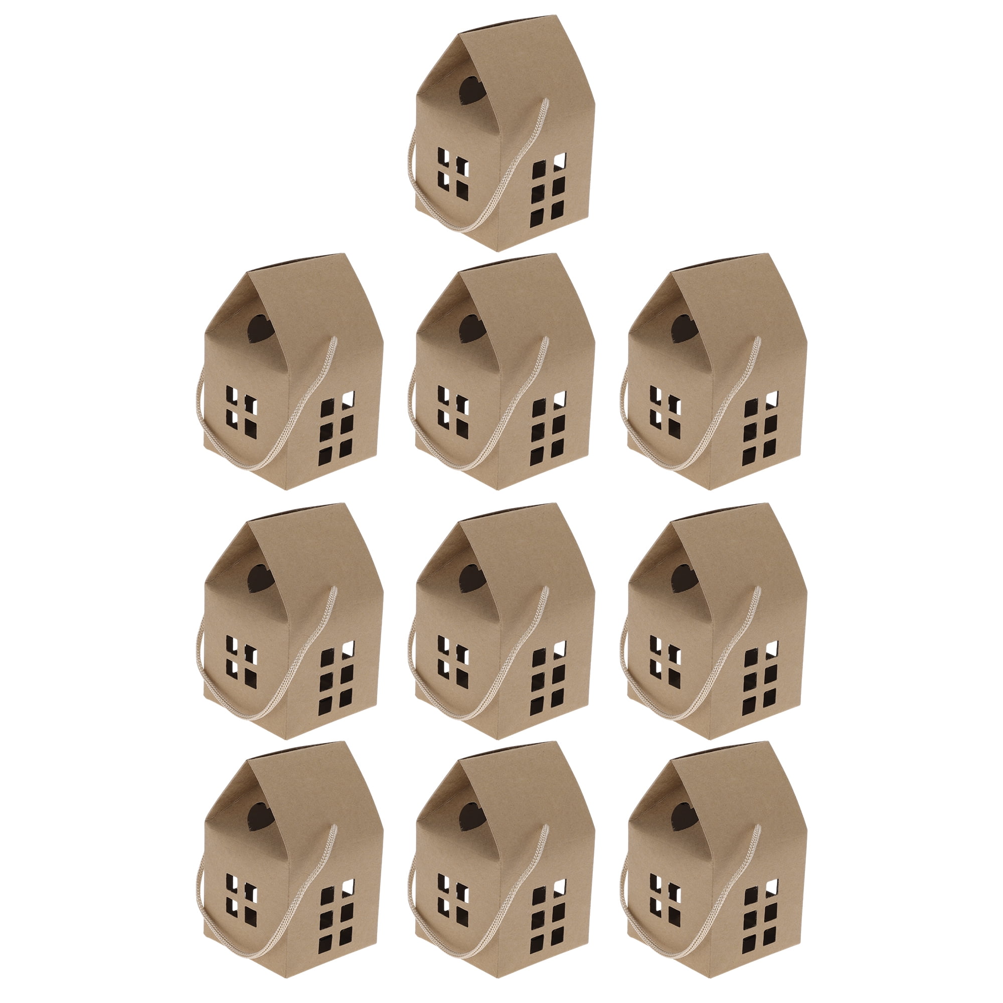 Unique Bargains House Shape Gift Bags 10 Pcs for Various Occasions Brown