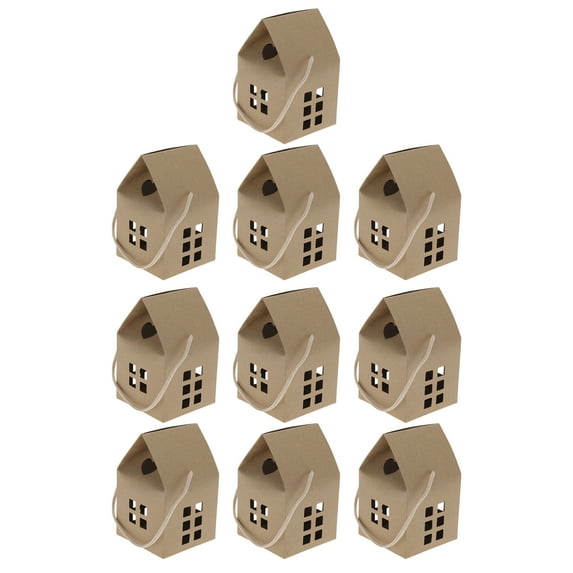 Unique Bargains House Shape Gift Bags 10 Pcs for Various Occasions Brown