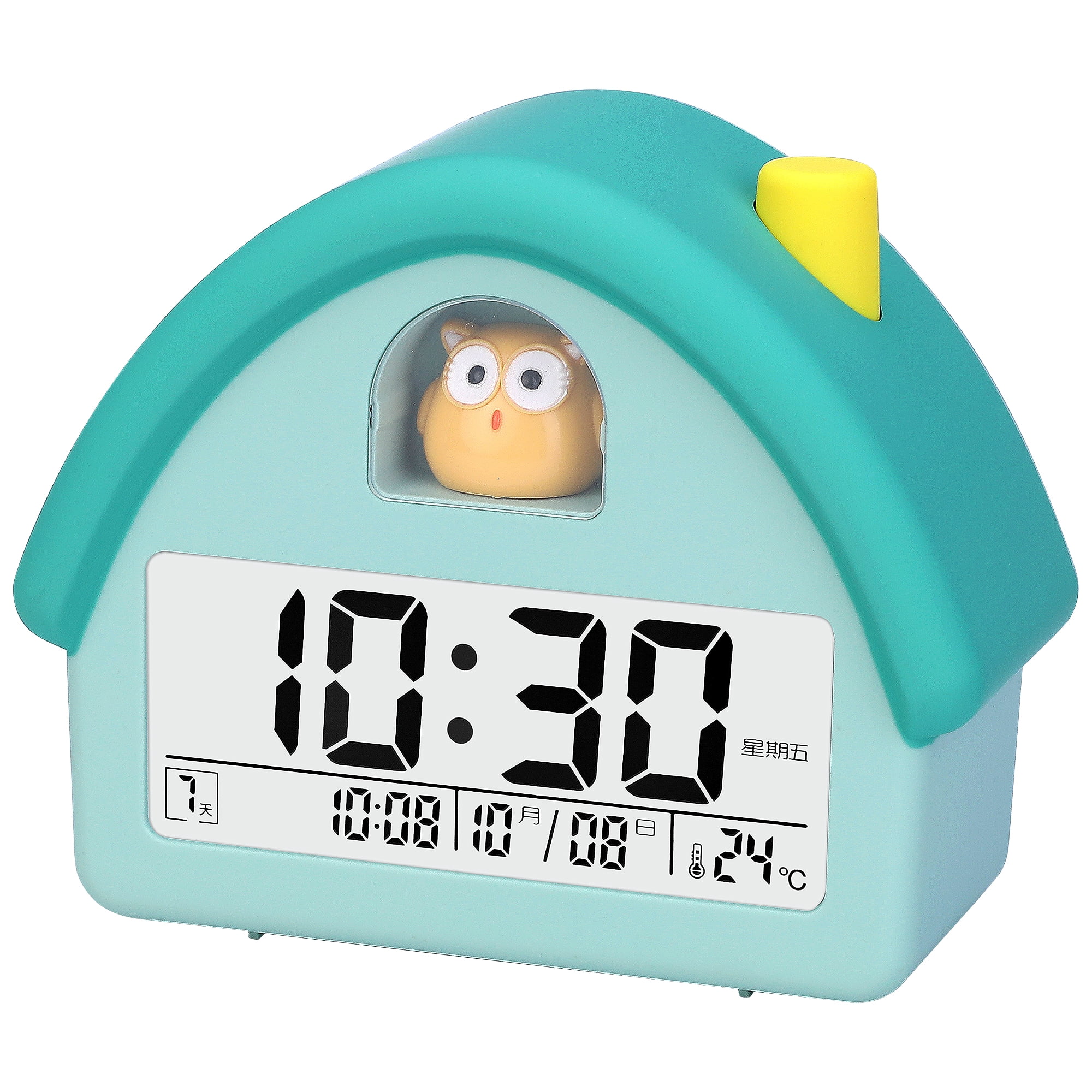 Unique Bargains House-Shaped Alarm Clock Blue Owl 4.3"L x 2.4"W x 5.0"H