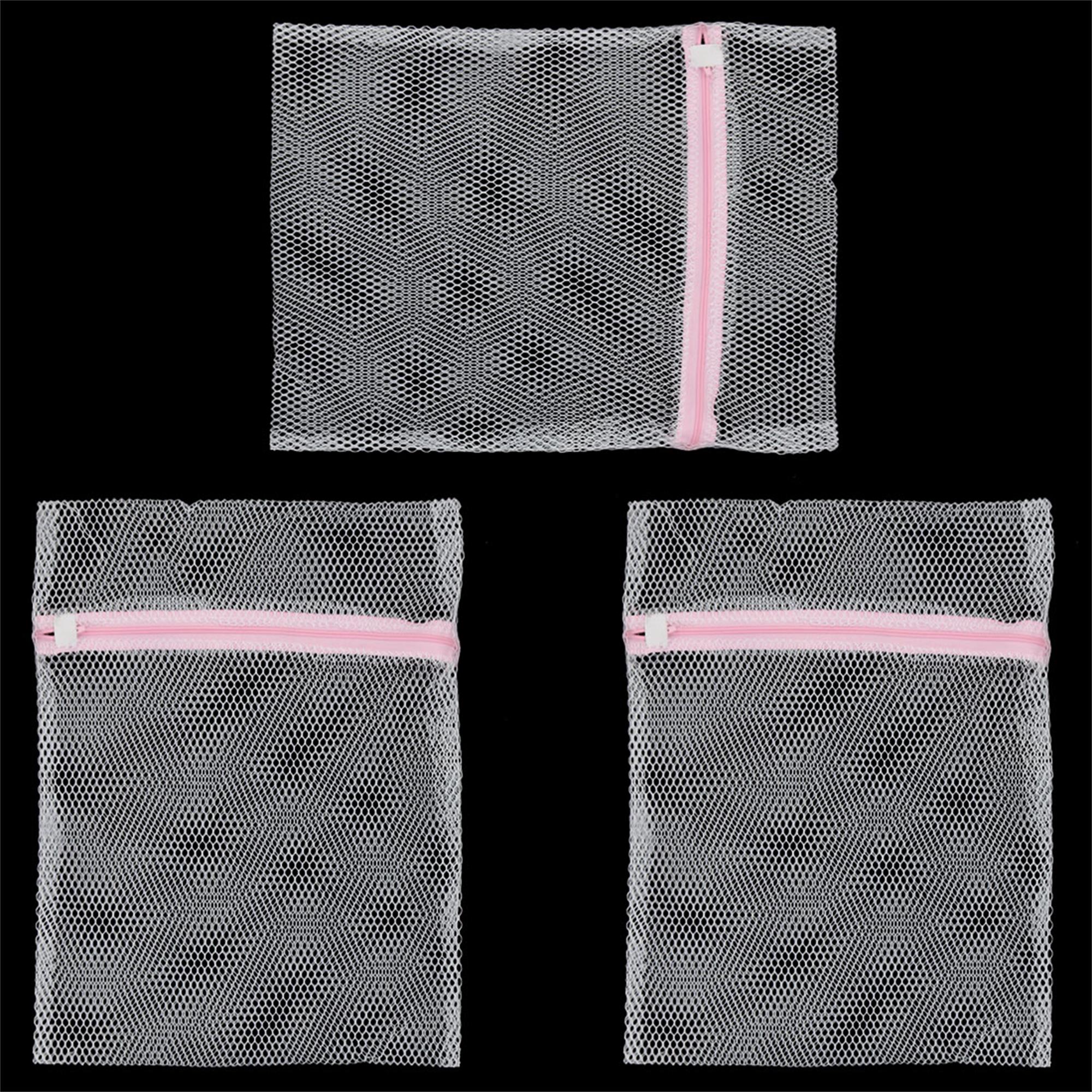 Unique Bargains Household Laundry Clothes Underwear Mesh Zippered Washing Bag 3pcs