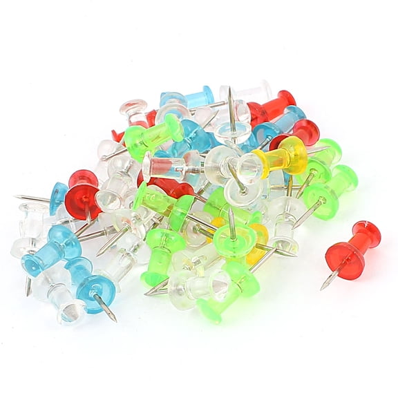 Unique Bargains Household Plastic Coated Thumb Tacks Push Pins 50Pcs Assorted Color