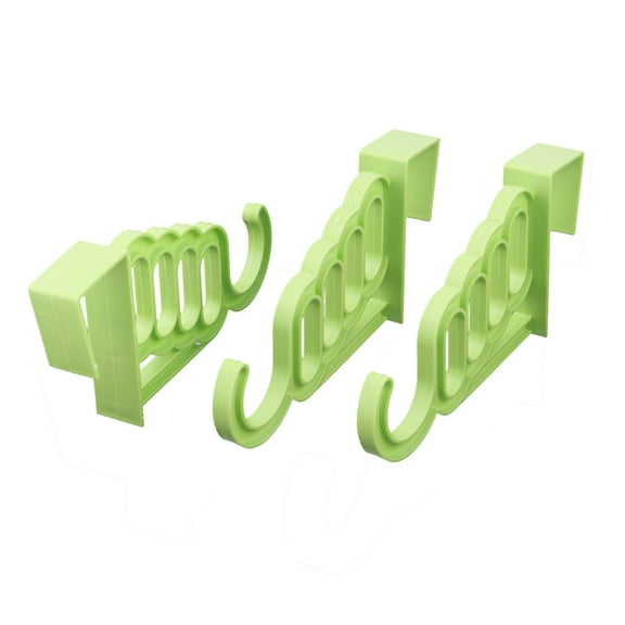 Unique Bargains Household Plastic over Door Wardrobe Clothes Towel Bags Hook Hanger Green 3 Pcs