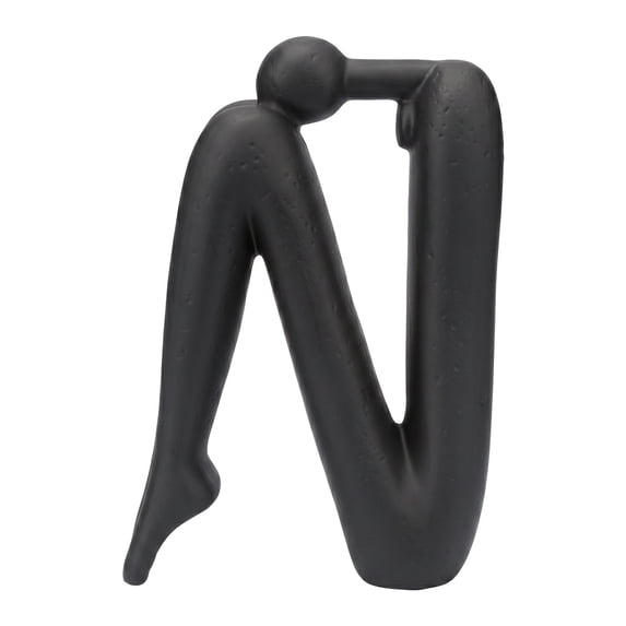 Unique Bargains Human Figure Thinking Man Statue Decorative Book Ends Black 5.5"x2.4"x8.3"
