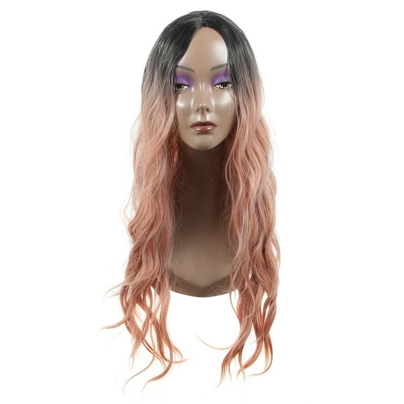 Unique Bargains Wigs for Women 28" Rose Gold Tone Curly Wig with Wig Cap