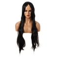 thumbnail image 1 of Unique Bargains Human Hair Wigs for Lady 31" Wigs for Women Wig Cap Long Hair Black, 1 of 8