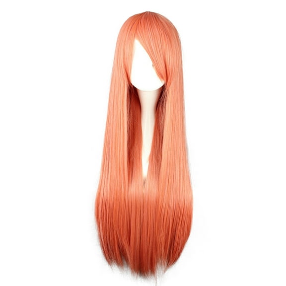 Unique Bargains Wigs for Women 31" Orange Pink Wigs with Wig Cap