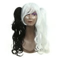 thumbnail image 1 of Unique Bargains Human Hair Wigs for Women Lady Curly Wig Long Hair with Wig Cap Black White, 1 of 6