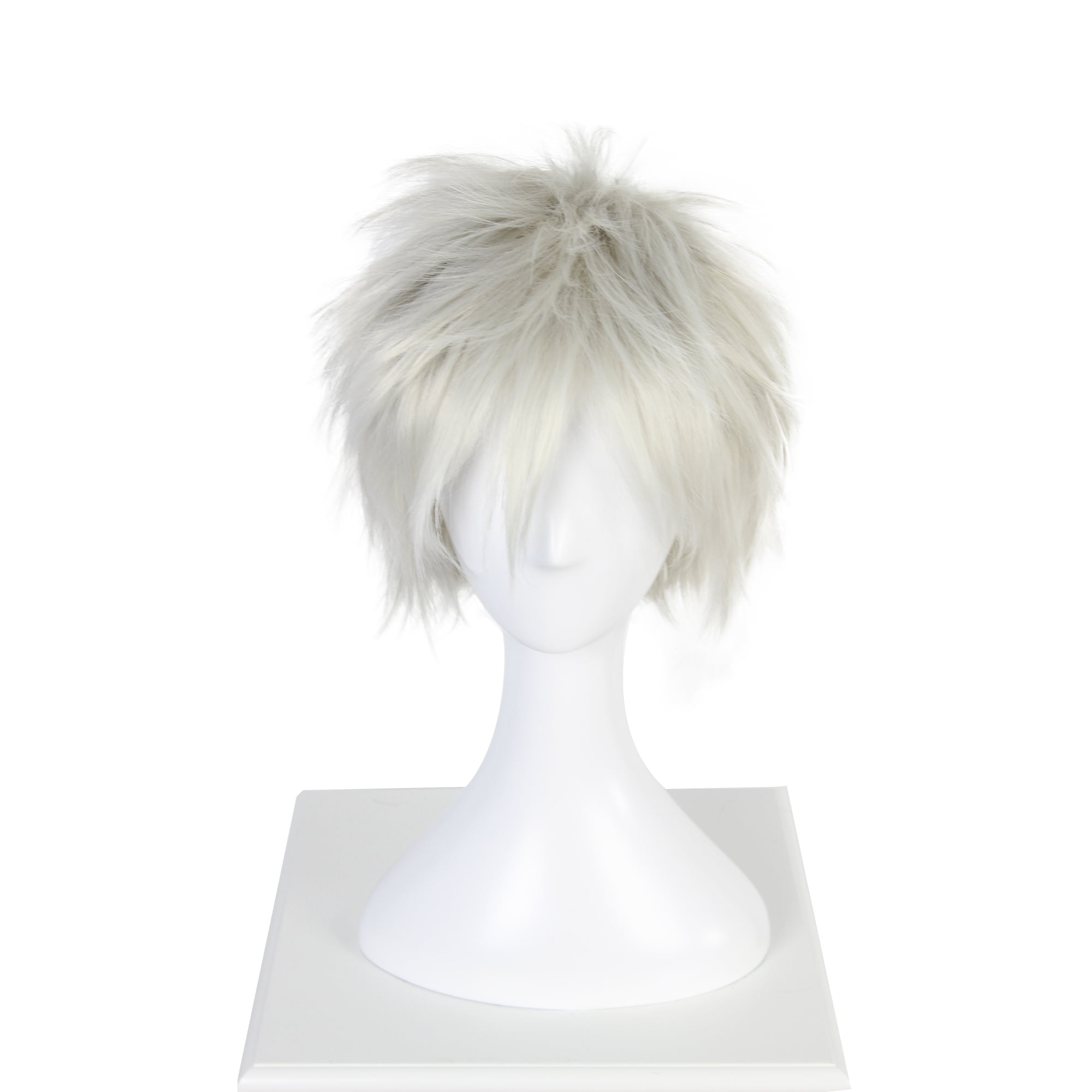 Unique Bargains Human Hair Wigs for Women Lady 12" Light Grey Curly Wig with Wig Cap