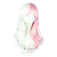 thumbnail image 1 of Unique Bargains Wigs for Women 22" White Pink Curly Wig with Wig Cap, 1 of 6