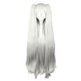 thumbnail image 1 of Unique Bargains Human Hair Wigs for Women Lady 39" Gray Curly Wig with Wig Cap Long Hair, 1 of 6