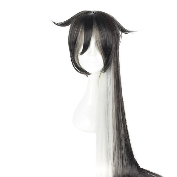 Unique Bargains Wigs for Women 59" Black Grey Wigs with Wig Cap