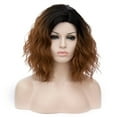 thumbnail image 1 of Unique Bargains Human Hair Wigs for Women Lady Curly Wig Cap Fluffy Curly Wavy Brown, 1 of 6