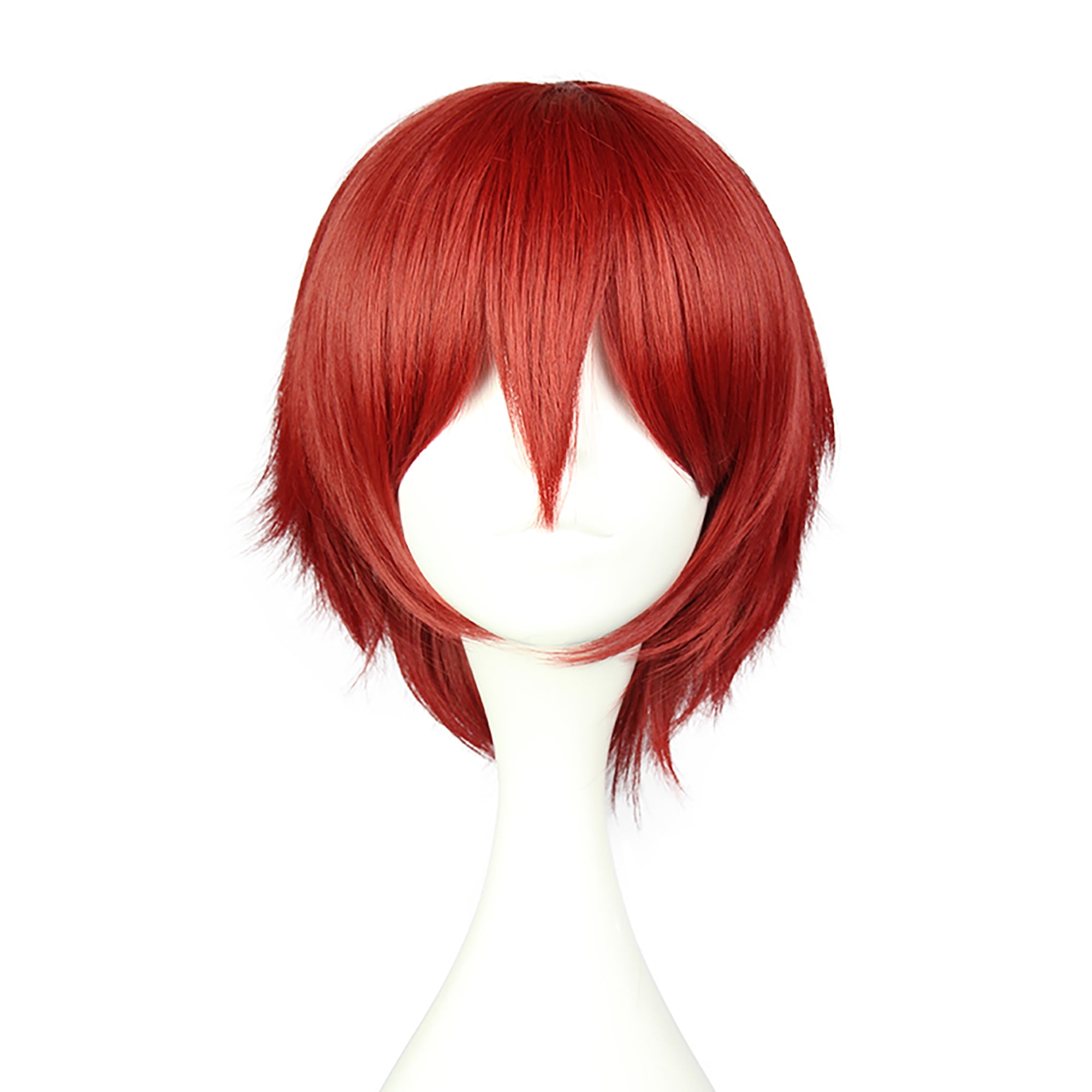 Unique Bargains Human Hair Wigs for Women with Wig Cap Short Hair 12" Red Wigs