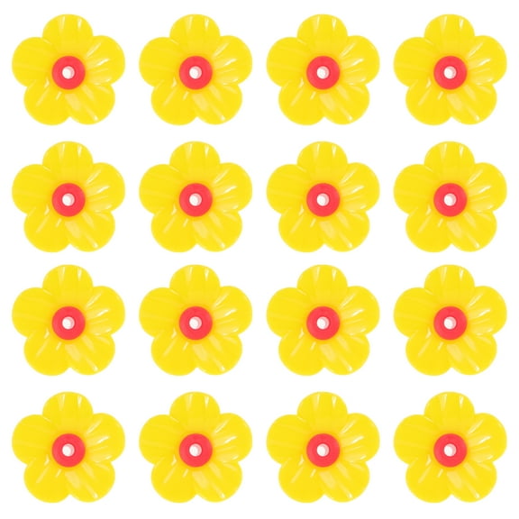 Unique Bargains Hummingbird Feeder Parts Durable Hummingbird Feeder Replacement Flowers Easy Installation Yellow Red 16 Pcs