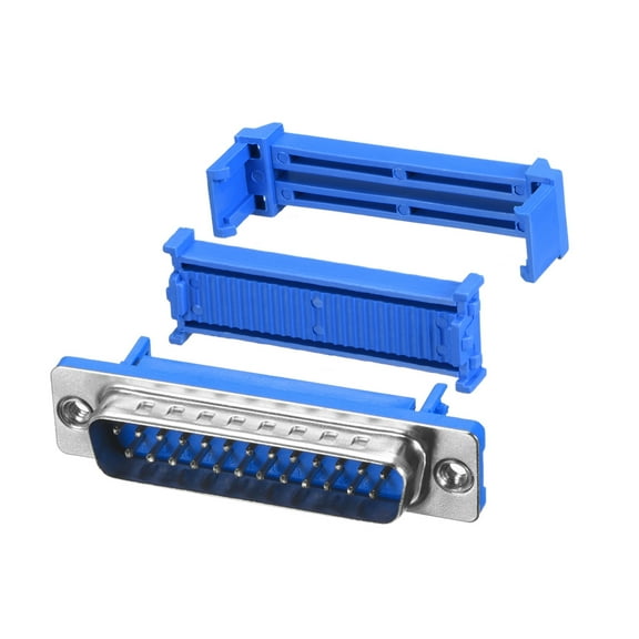 Unique Bargains IDC D-Sub Ribbon Cable Connector 25-pin 2-row Male IDC Crimp Port Blue
