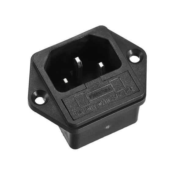 Unique Bargains IEC320 C14 Inlet Power Socket AC 250V 10A 250V 6.3A 2.5W With Fuse Black