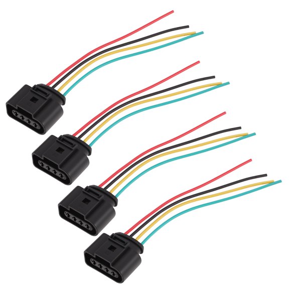 Unique Bargains Ignition Coil Plug Wiring Harness for Audi A3 Quattro 2.0T 2005-2014 for Audi A4 Quattro 1.8T 2001-2015 No.1J0973724 Harness Wiring Plug Pigtail 4 Pcs