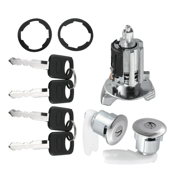 Unique Bargains Ignition Switch Lock Cylinder for Ford F150 250 350 1990-1995 Metal with 2 Keys Black Silver Tone 1 Set