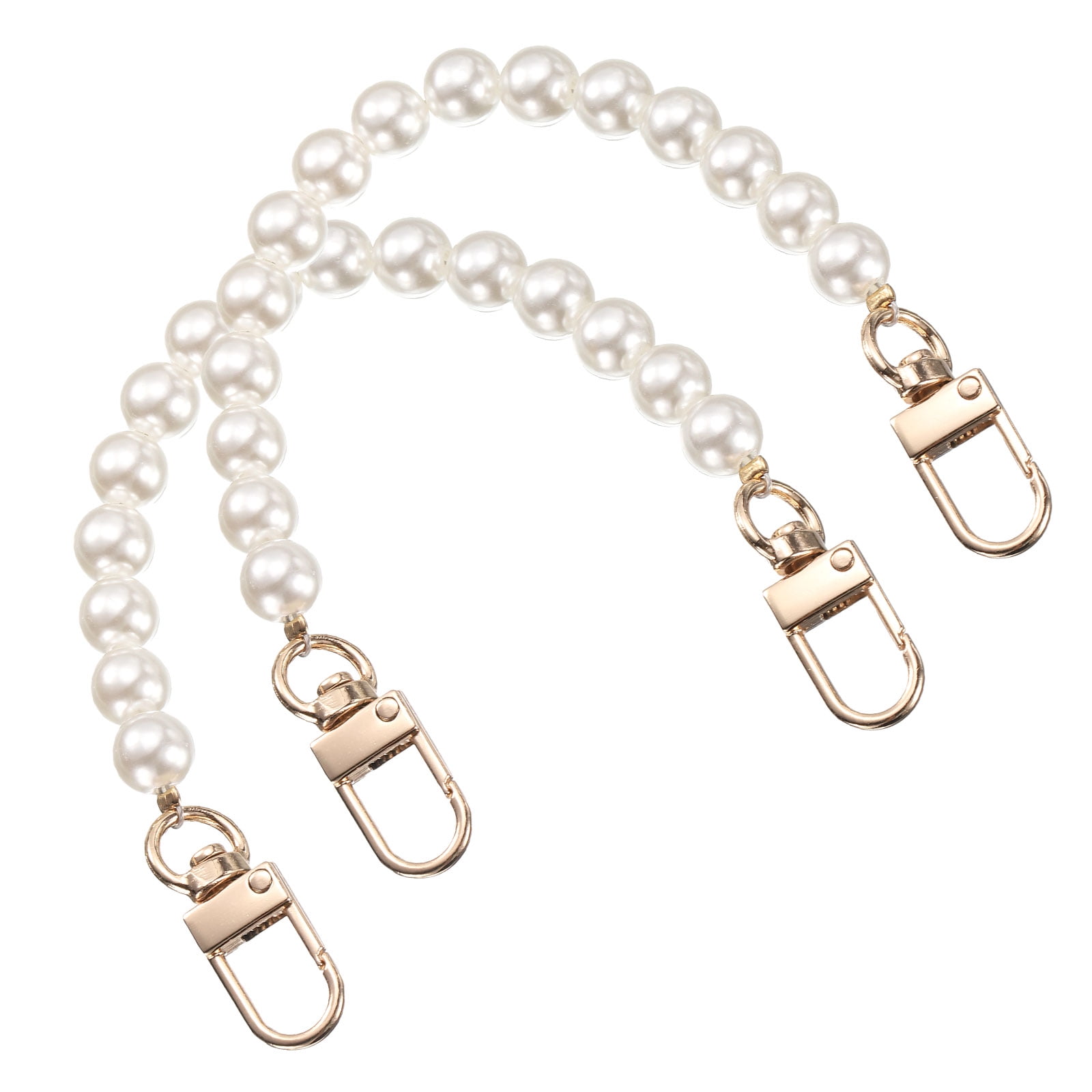 Unique Bargains Imitation Pearl Purse Strap with Swivel Clasp Gold 8"