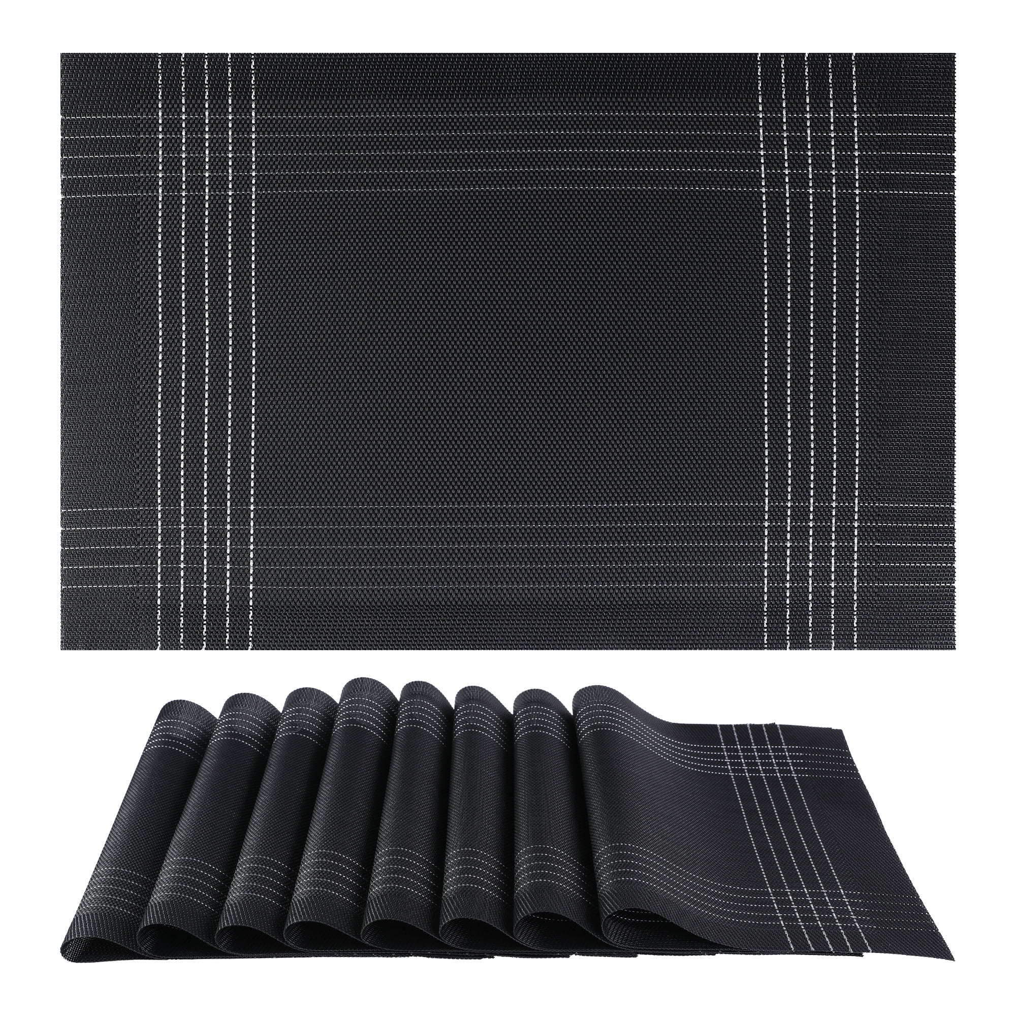 Unique Bargains Indoor Decor Kitchen Mat for Dining Table Set of 8 Black 18" X 12"