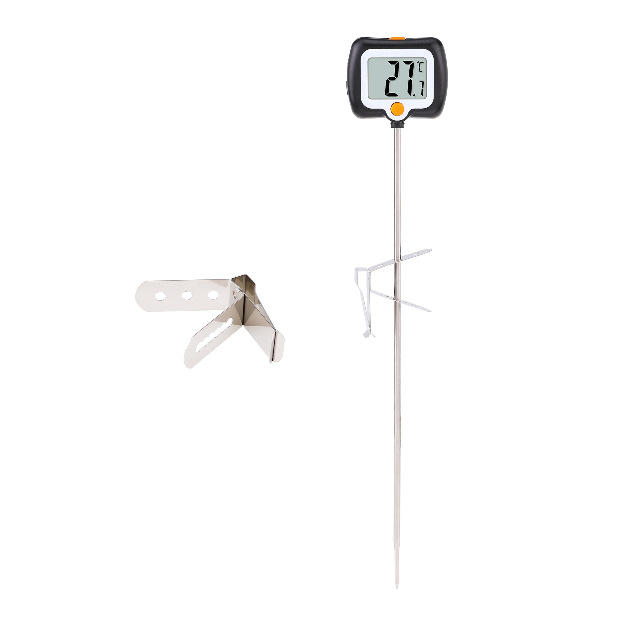 Unique Bargains Instant Read Cooking Thermometer with Clip Black 9.8 Inch