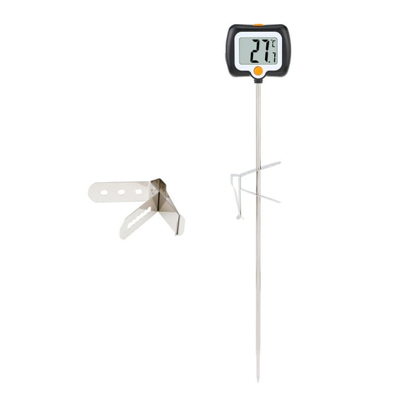 Unique Bargains Instant Read Cooking Thermometer with Clip Black 9.8 Inch