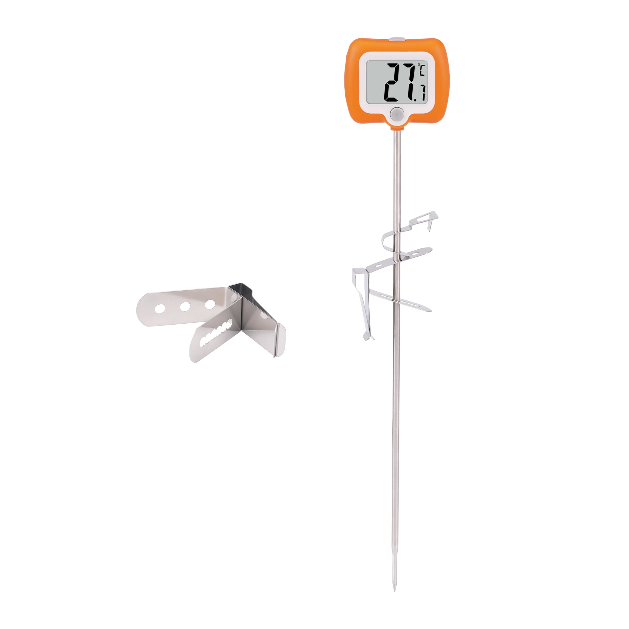 Unique Bargains Instant Read Cooking Thermometer with Clip Orange 9.8 Inch