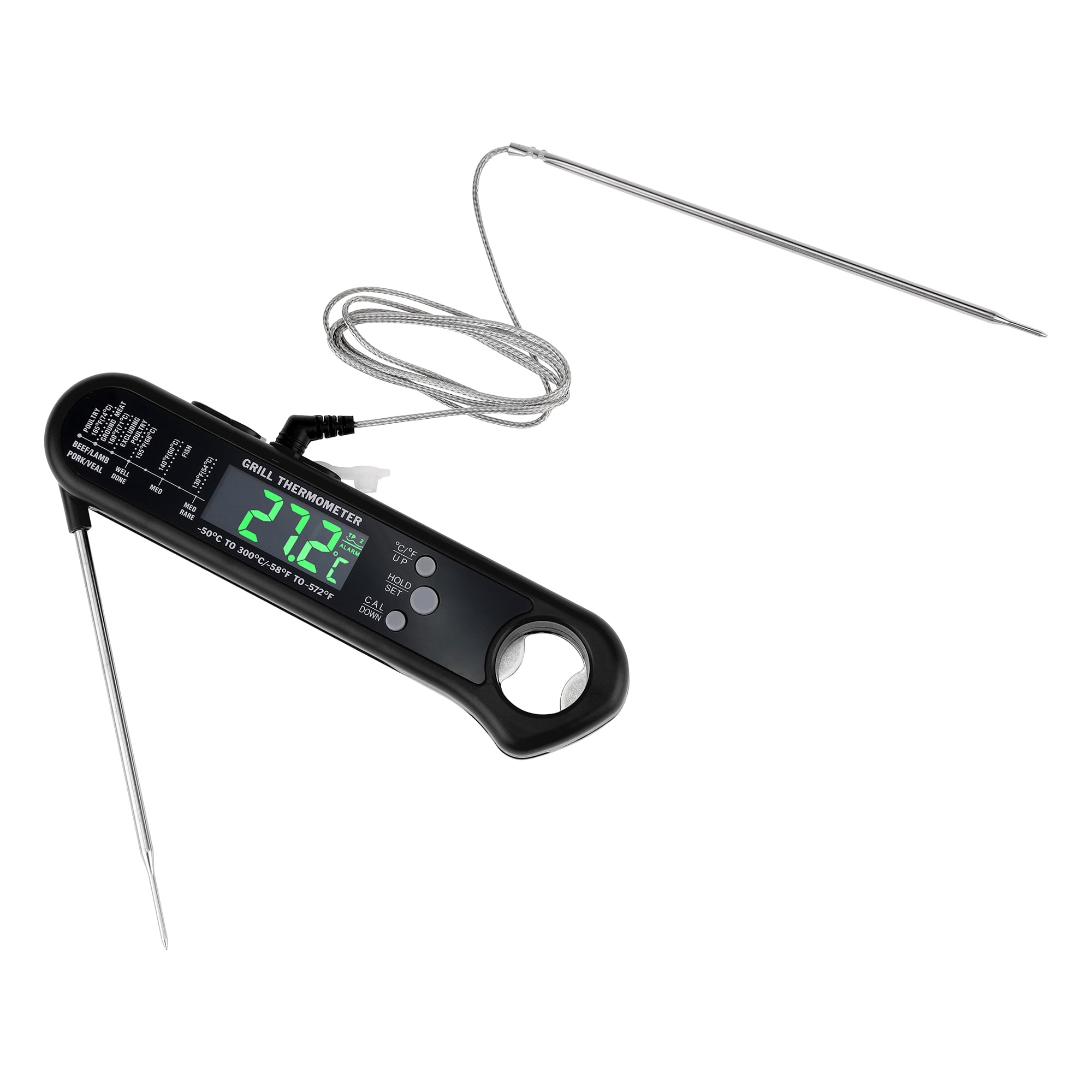 Unique Bargains Instant Read Food Thermometer Dual Probe Cooking Tool Black 6.3x1.4x0.7 in