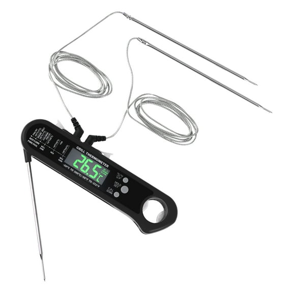 Unique Bargains Instant Read Food Thermometer Dual Probe Cooking Tool Black 6.3x1.4x1 in
