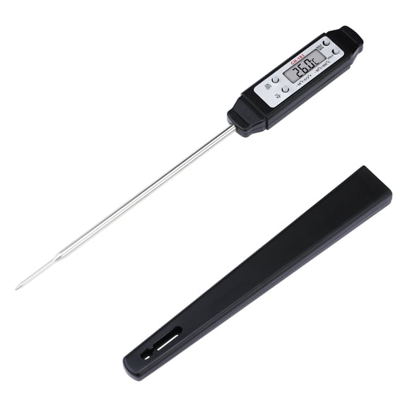 Unique Bargains Instant Read Food Thermometer with Protective Case Black 8.2x0.7x0.8 in