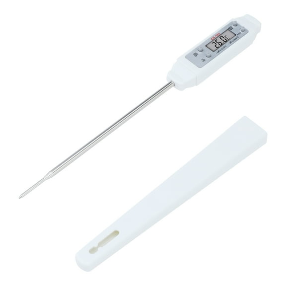 Unique Bargains Instant Read Food Thermometer with Protective Case White 8.2x0.7x0.8 in