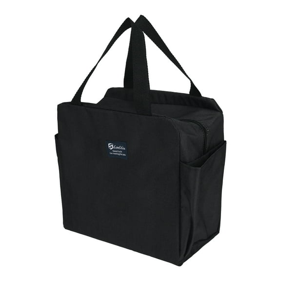 Unique Bargains Insulated Bag Lunch Bag Reusable Cooler Bag Black