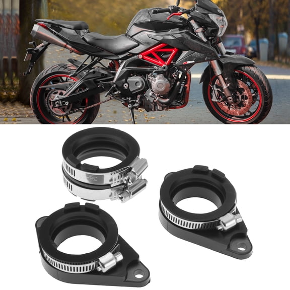Unique Bargains Intake Carb Joint Boot Insulator for Honda VTX1300R / VTX1300T A AC 2008-2009 Motorcycle Carburetor Connector Black Rubber 3 Pcs