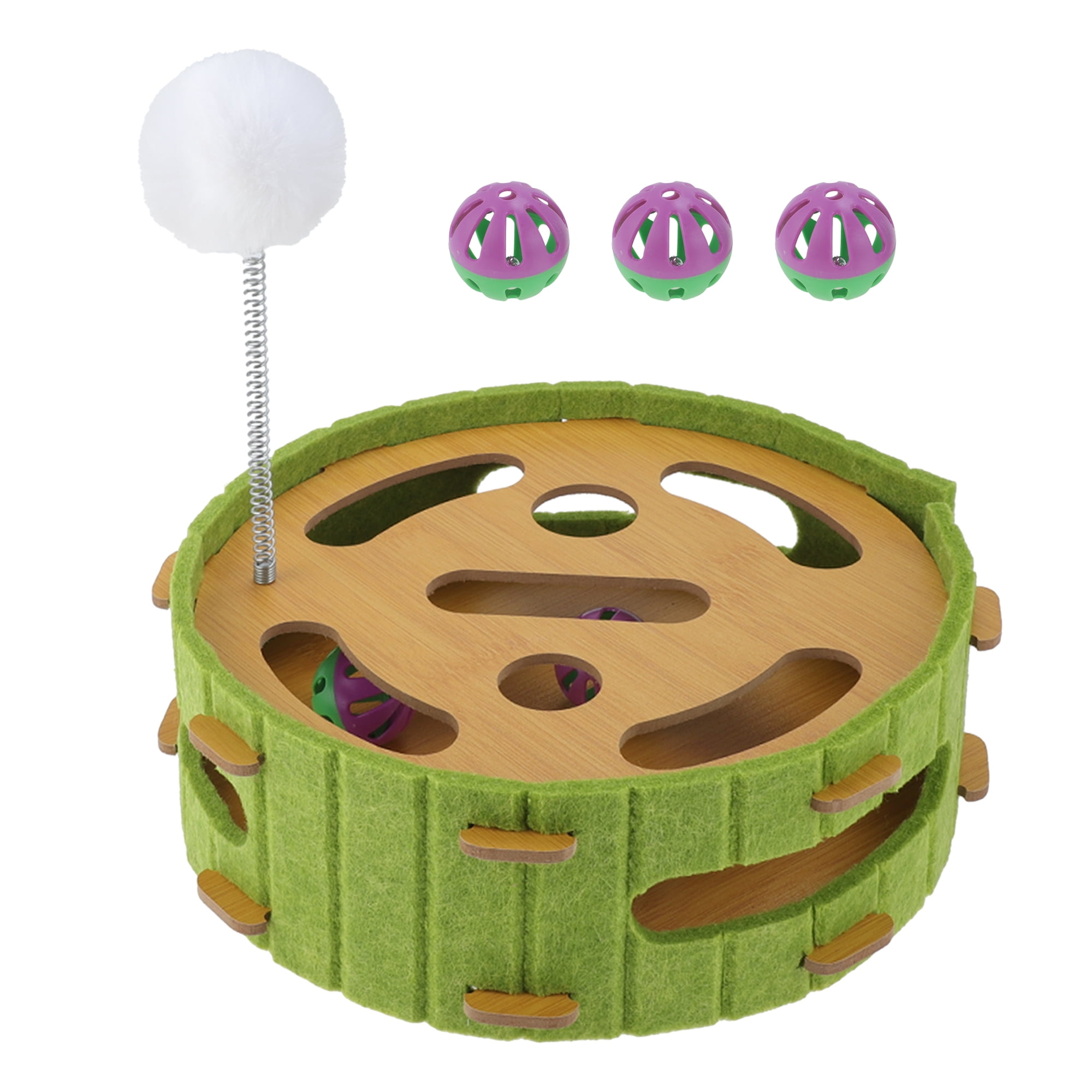 Unique Bargains Interactive Cat Toy Puzzle Toys for Indoor Felt Maze Box Cat Toys Mental Stimulation and Entertainment Circle Green 1 Set