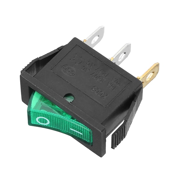 Unique Bargains Interior AC 250V/16A LED Rocker Switch On-Off 3 Pins Toggle Switch for Caravan Camper Dashboard Green