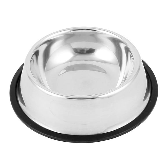 Unique Bargains Iron Food Water Drinking Feeder Bowl Dish for Pet Cat Doggie Silver Tone