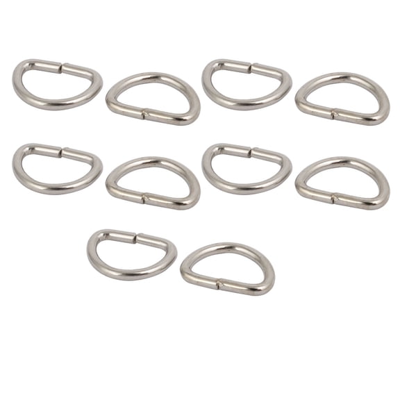 Unique Bargains Iron Metal Half Round Non Welded D Ring 0.39" Inner Width Silver Tone 10pcs